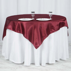 Satin 60"x60" Table Overlay Square Tablecloth Burgundy - Smooth Silky Touch Table Cover