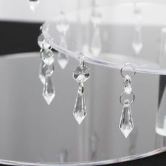 3-Tier Acrylic Cake Stand Clear with Hanging Crystal Pendants – Dessert Display for Weddings & Parties