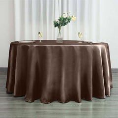 Satin 120" Round Tablecloth Chocolate - Stylish Seamless Table Cover