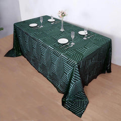 Sequin 90"x132" Rectangle Tablecloth Hunter Emerald Green - Seamless Diamond Table Cover