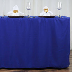 Fitted Polyester 72"x30" Rectangle Tablecloth Royal Blue - Durable and Easy to Maintain Table Cover