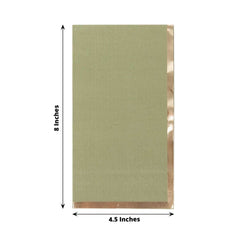50-Pack Paper Dinner Napkins Dusty Sage Green with Gold Foil Edge 2 Ply - Stylish Disposable Napkins
