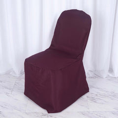 Polyester Slip On Banquet Chair Covers Burgundy - Stain-Resistant Reusable Durable Fabric