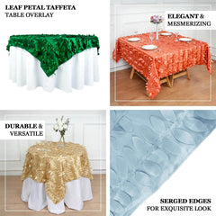 Taffeta 72"x72" Table Overlay Square Tablecloth Dusty Blue - 3D Leaf Petal Table Cover