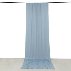 Dusty Blue 4-Way Stretch Spandex Event Curtain Drapes, Wrinkle Free Backdrop Event Panel with Rod Pockets - 5ftx14ft