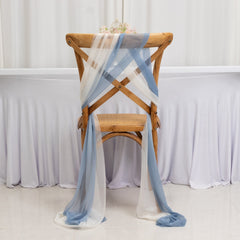20-Pack Sheer Chair Drape Decor in Dusty Blue and Ivory – 9ft Shimmer Sash, Wrinkle-Free