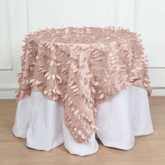 Taffeta 54"x54" Table Overlay Square Tablecloth Dusty Rose 3D Leaf Petal Table Cover