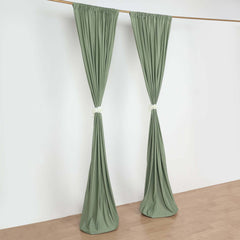 2 Pack Dusty Sage Green Scuba Polyester Event Curtain Drapes, Durable Flame Resistant Backdrop Event Panels Wrinkle Free with Rod Pockets - 10ftx10ft