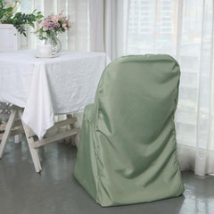 Polyester Slip On Folding Chair Covers Dusty Sage Green - Stain-Resistant Reusable Durable Fabric