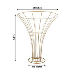 6.5ft Gold Blossom Metal Tree Wedding Floral Display Stand, Floor Standing Flower Frame Pedestal