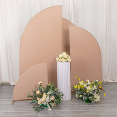 Set of 4 Matte Nude Spandex Half Moon Chiara Backdrop Stand Covers, Custom Fitted Wedding Arch Covers - 2.5ft,5ft,6ft,7ft