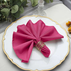 5 Pack Polyester 17"x17" Napkins Fuchsia - Durable & Wrinkle Resistant Dinner Napkins
