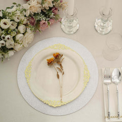 20-Pack Disposable Table Placemats in Silver Glitter - 210GSM Paper Placemats for Classy Events 13"