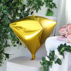 3 Pack 16" Shiny Gold 4D Diamond Self-Sealing Reusable Foil Balloon