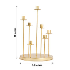 Cluster Candelabra Taper Candle Holder 7-Arm Gold Metal Wedding Centerpiece - Table Decor 15"