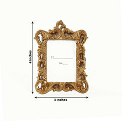 4-Pack Picture Frames Gold Resin Vintage Ornate Design Rectangle - Mini Photo Frame Wedding Place Card Holders & Party Favors 4"x3"