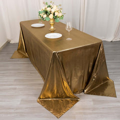 Sequin Dots Polyester 90"x132" Rectangle Tablecloth Shimmering Antique Gold - Seamless, Glittering & Wrinkle Free Table Cover