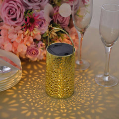 3-Pack LED Decorative Hanging Lanterns Flower Design Gold - Battery Operated Lights 3"x5"