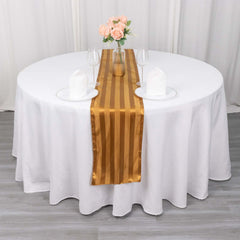 Satin 12"x108" Table Runner Gold - Stripe Table Decor