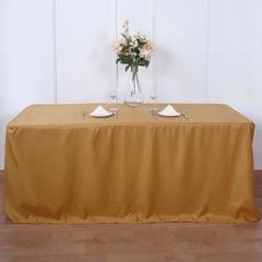 Fitted Polyester 72"x30" Rectangle Tablecloth Gold - Sleek and Durable for Events
