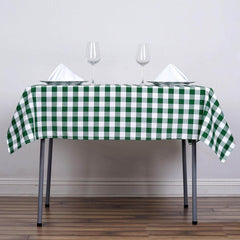 Polyester 54"x54" Square Tablecloth White/Green - Checkered Buffalo Plaid Design for Casual Table Settings
