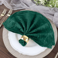 5 Pack Taffeta 20"x20" Napkins Hunter Emerald Green - Accordion Crinkle Dinner Napkins