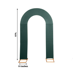8ft Hunter Emerald Green Spandex Fitted Open Arch Wedding Arch Cover, Double-Sided U-Shaped Backdrop Slipcover
