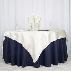Satin 72"x72" Table Overlay Square Tablecloth Ivory - Smooth Finish Table Cover