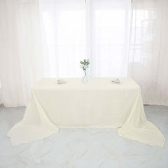 Taffeta 90"x156" Rectangle Tablecloth Ivory - Accordion Crinkle Seamless Table Cover