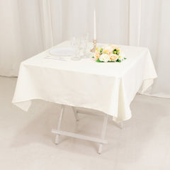 Cotton Blend 54"x54" Table Overlay Square Tablecloth Ivory - Wrinkle-Resistant Table Topper