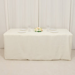 Fire Retardant Premium Polyester 6ft Rectangular Tablecloth Ivory Fitted High-Performance Table Cover
