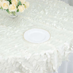 Taffeta 54"x54" Table Overlay Square Tablecloth Ivory 3D Leaf Petal Table Cover