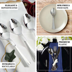 36-Pack Plastic Tea Coffee Spoons Light Silver Heavy Duty with Fluted Handles - Durable Disposable Cutlery 5"