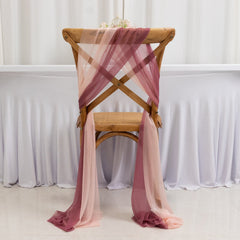 20-Pack Sheer Chair Drape Decor in Mauve and Blush – 9ft Shimmer Sash, Wrinkle-Free