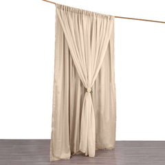 Nude Chiffon Polyester Event Curtain Drapes, Dual Layer Divider Backdrop Curtain Panels with Rod Pockets - 10ftx10ft