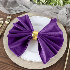 5 Pack Premium Velvet 20"x20" Napkins Purple - Soft Sheen Finish Cloth Napkins