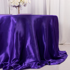 Satin 132" Round Tablecloth Purple - Stylish Seamless Table Cover