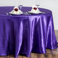 Satin 108" Round Tablecloth Purple - Smooth and Lustrous Table Cover