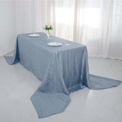 Taffeta 90"x156" Rectangle Tablecloth Dusty Blue - Accordion Crinkle Seamless Table Cover