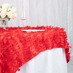 Taffeta 72"x72" Table Overlay Square Tablecloth Red - 3D Leaf Petal Table Cover