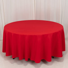 Cotton Blend 108" Round Tablecloth Red - Wrinkle-Resistant Design