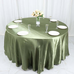 Satin 120" Round Tablecloth Dusty Sage Green - Stylish Seamless Table Cover