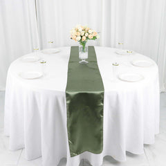 Satin 12"x108" Table Runner Dusty Sage Green - Stylish Table Linen