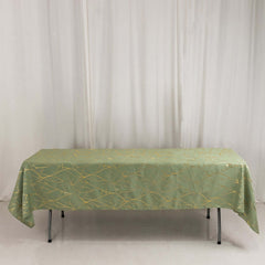 Polyester 60"x102" Rectangle Tablecloth Dusty Sage Green with Gold Foil Tree Branch Pattern - Wrinkle-Resistant & Durable Table Cover
