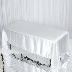 Satin Rectangular 72"x120" Tablecloth White - Smooth & Easy to Maintain Table Cover For Classy Weddings & Events