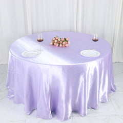 Satin 120" Round Tablecloth Lavender Lilac - Stylish Seamless Table Cover