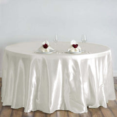 Satin 120" Round Tablecloth Ivory - Stylish Seamless Table Cover