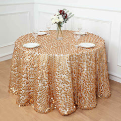 Sequin 120" Round Tablecloth Matte Champagne - Seamless Big Payette Table Cover
