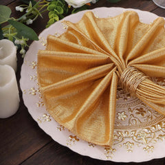 5 Pack Polyester 20"x20" Napkins Gold Shimmer Sequin Dots - Luminous Cloth Napkins for Stylish Gatherings