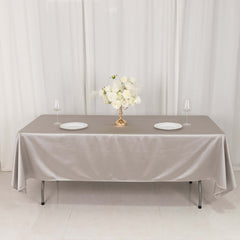 Scuba Rectangular 60"x102" Tablecloth Shimmering Silver - Wrinkle Free & Stain Resistant Table Cover
